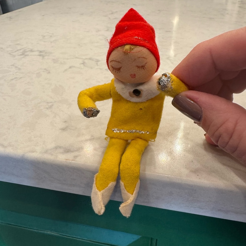 Vintage 1950s  Japanese Felt Elf  Pixie Sitter